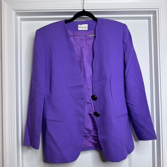 Vintage Karen Ellis Women’s Purple Two-Button Blazer - Picture 1 of 7